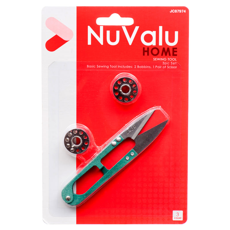 Nuvalu Sewing Tool Bobbins 2Pc W/ Scissor (24 Pack)