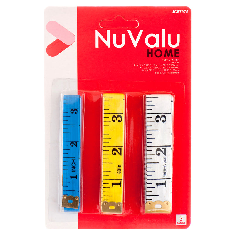 Nuvalu Tape Measure 3 Pc Asst (24 Pack)