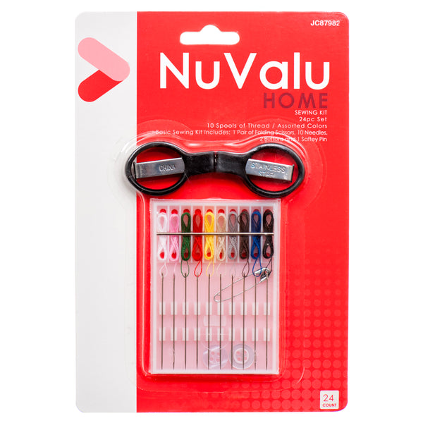 Nuvalu Sewing Set Folding Scissor W/ Needles (24 Pack)