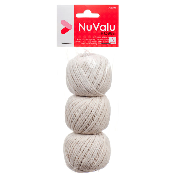 Nuvalu Cotton String 70M 3Pc Set (24 Pack)