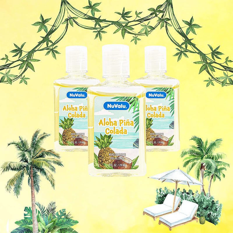 NuValu Aloha Pina Colada Scented Hand Sanitizer, 1 oz (48 Pack)