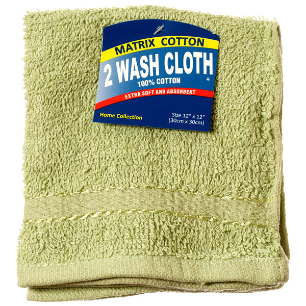 Wash Cloth 12 X 12" 2Pc W/ Shinny Boarder 6 Asst Clr (12 Pack)
