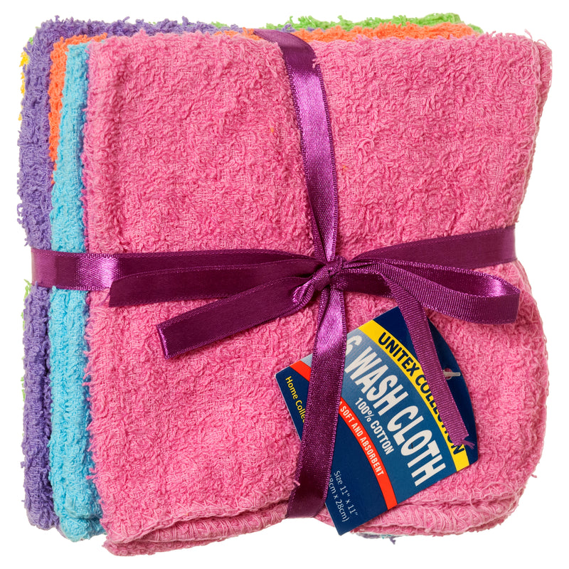 Wash Cloth 11 X 11" 6Pc Asst Clr