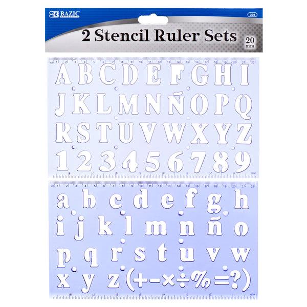 Alphabet Stencil Rulers, 2 Count (24 Pack)