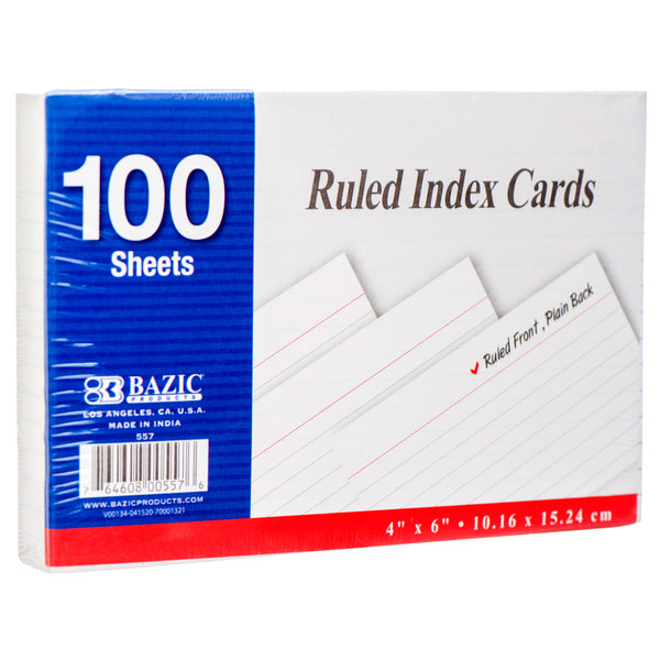 4" x 6" Index Cards, 100 Count (24 Pack)