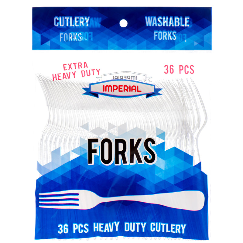 Imperial Plastic Fork Clear 36 Ct Extra Heavy Duty (48 Pack)