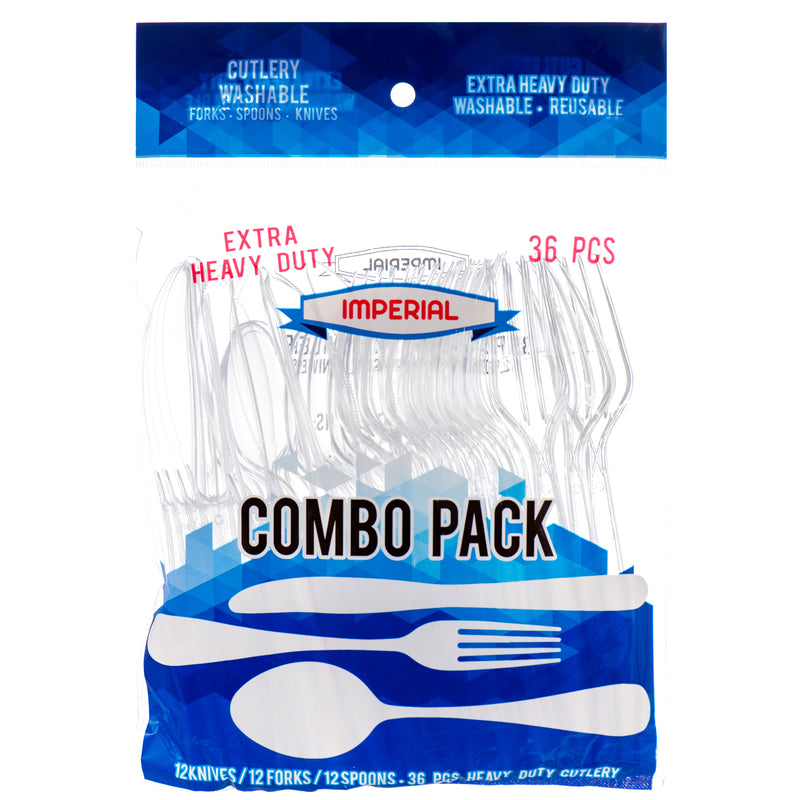 Imperial Plastic Cutlery Combo Clear 36 Ct Extra Heavy Duty (48 Pack)
