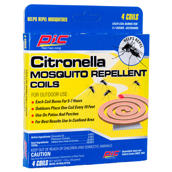 PIC Mosquito Repellent Citronella Coils, 4 Count (12 Pack)