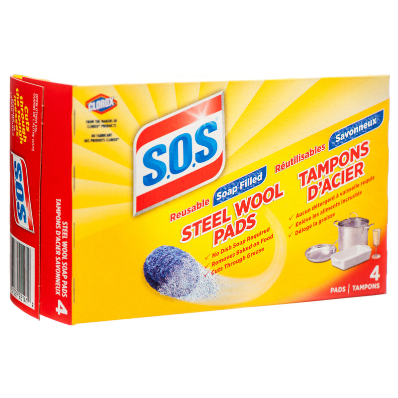 S.O.S. Steel Wool Pads w/ Clorox, 4 Count (24 Pack)