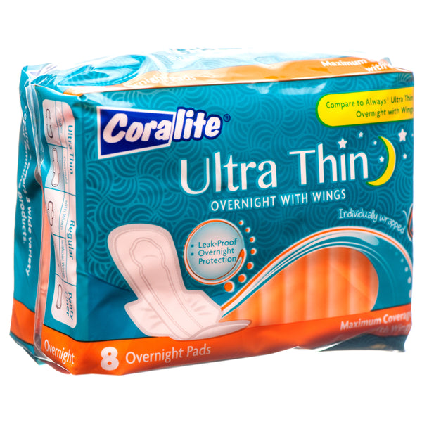 Maxi Pads Ultra Thin Overnight 8Ct #Coralite (24 Pack)